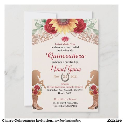 Charro Quinceanera Invitation, Red Roses invite Rustic Quinceanera, Red Quinceanera Ideas, Quinceañera Invitations, Rustic Invitation, Quinceanera Invitation, Quinceanera Ideas, Sweet Sixteen Invitations, 40th Birthday Invitations, Quinceanera Party