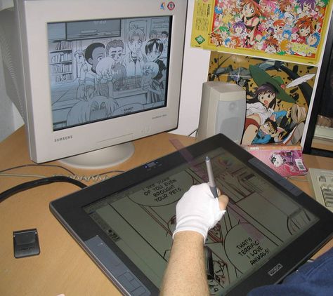 Drawing Tablet Setup Aesthetic, Webtoon Artist Workspace, Webtoon Artist Aesthetic, Drawing Tablet Setup, Mangaka Workspace, Digital Artist Setup, Cintiq Setup, Artist Workspace, Digital Drawing Tablet