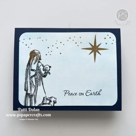 Stampin Up Shepherd’s Care Cards, Peace On Earth Christmas, Gold Embossing, Ss 2024, Religious Christmas Cards, Stamping Cards, Rubber Stamp Art, Beautiful Christmas Cards, Mood Colors