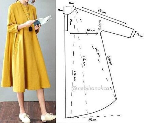 Sukienki Maksi, Pakaian Hipster, Linen Dress Pattern, Projek Menjahit, Simple Dress Pattern, Dress Patterns Diy, Sewing Clothes Women, Costura Diy, Blouse Pattern Sewing