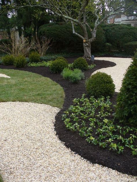 black mulch, crushed rock: Landscaping Cheap, Cheap Landscaping, Mulch Landscaping, Cheap Landscaping Ideas, Gravel Landscaping, Stone Landscaping, Sprinklers, Home Landscaping, Landscaping Tips