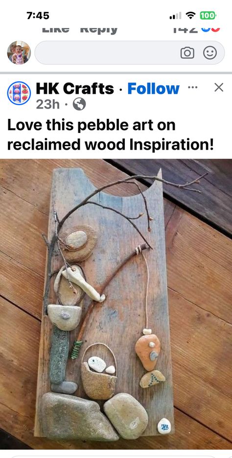 Pebble Art, Reclaimed Wood, Sea Shells, Wood, Art