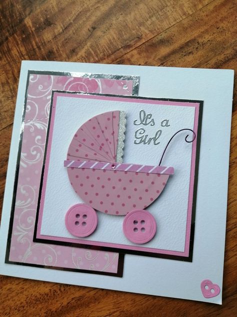 Handmade baby girl card New Baby Cards Handmade Simple, New Baby Girl Cards Handmade, Homemade Baby Cards, Baby Girl Cards Handmade, New Baby Cards Handmade, Baby Cards Handmade Girl, Baby Shower Cards Handmade, Handmade Baby Shower Invitations, Baby Girl Card