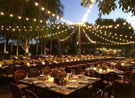 Garden Party Lighting, Backyard Fairy Lights, Goa Night, Outdoor Wedding Seating, Sangeet Decor, Functional Garden, Fairy Lights Decor, Corporate Dinner, Engagement Dinner