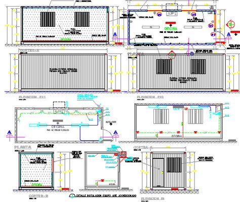 Marine container twenty ft office auto-cad details dwg file - Cadbull Grass Photoshop, Shipping Container Restaurant, Office Building Plans, Autocad Free, Stove Design, Shipping Container Office, 40ft Shipping Container, Container Van, Wall Section