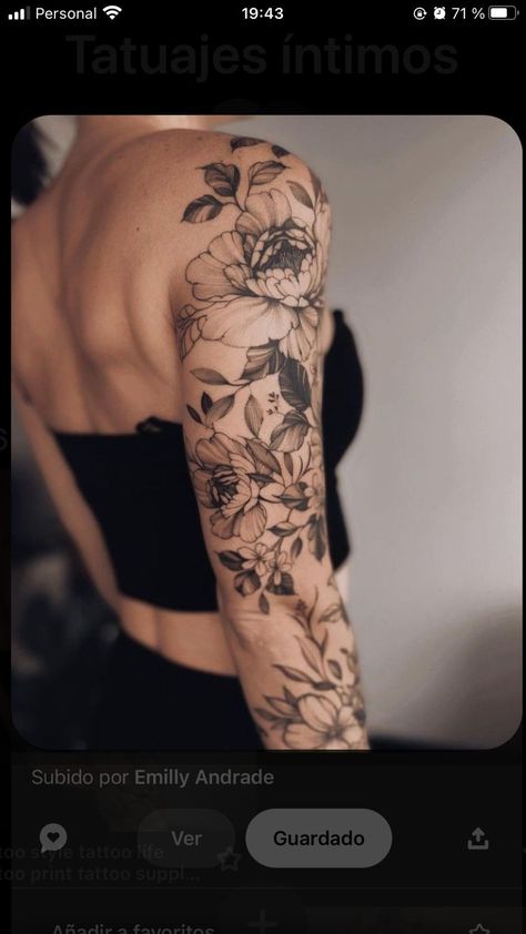 Half Sleeve Tattoo Upper Arm, Half Arm Sleeve Tattoo, Floral Back Tattoos, Shoulder Sleeve Tattoos, Arm Sleeve Tattoos For Women, Side Neck Tattoo, Girl Arm Tattoos, Floral Tattoo Sleeve, Floral Tattoo Design