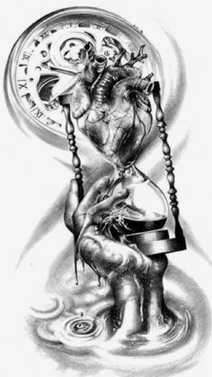 Surrealism Tattoo, Hourglass Tattoo, Clock Tattoo Design, Kunst Tattoos, Creative Tattoo, Inspiration Tattoos, Clock Tattoo, Diy Tattoo, Tattoo Designs And Meanings