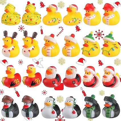 Suitable Occasions: these rubber ducks are very suitable for playing outdoors on sunny days, and will be welcomed by boys and girls during birthday parties, school carnivals or pool parties Ideal Party Decoration: the cute Christmas holiday rubber duck is designed with various glitter colors, making duckies the ideal party gifts and decorations, easily attracting people's attention Winter Party Favor, Baby Shower Summer, Robot Birthday Party, Valentine Party Favors, Duck Decor, Rubber Duckies, Bathtub Toys, Christmas Duck, Duck Toy