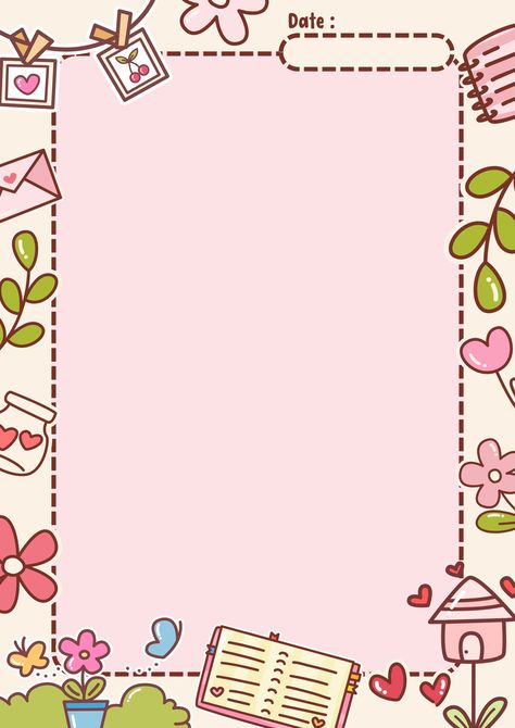 Pink Playful Cute Illustrative Blank Page Border A4 Document - Templates by Canva A4 Document, Cute Borders, Powerpoint Background Design, Page Borders, Document Templates, Blank Page, Pink Background, Background Design, Design Details