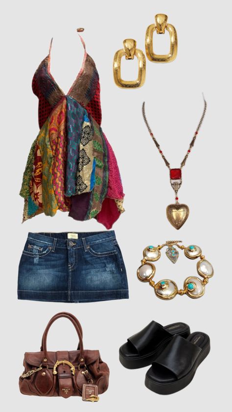 Greece Clubbing, Streetwear Maximalist, Hawaii Y2k, Collage Outfit, Whimsical Gothic, Island Princess, Hippie Lifestyle, Grandma Fashion, 90s Fashion Grunge