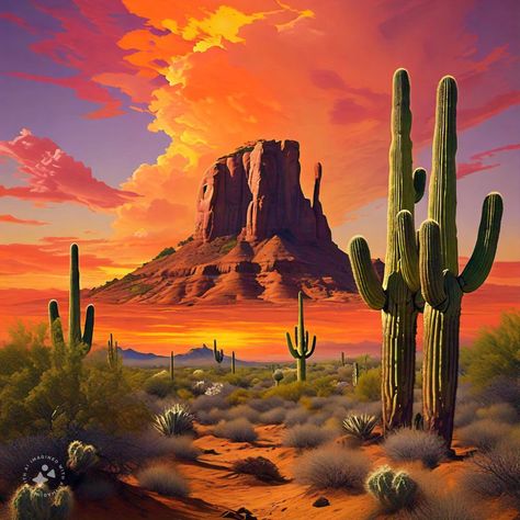 Desert Landscape Art, Desert Scenes, Bob Ross Paintings, Western Artwork, Western Landscape, Basketball Wallpaper, Southwest Design, Southwest Decor, Western Aesthetic