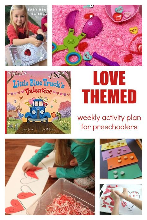 Love Themed Weekly Activity Plan for Preschoolers Truck Valentine, Toddler Valentine Crafts, Valentine Songs, Heart Art Projects, Little Blue Truck, K Crafts, Activities For Preschoolers, Preschool Valentines, Blue Truck