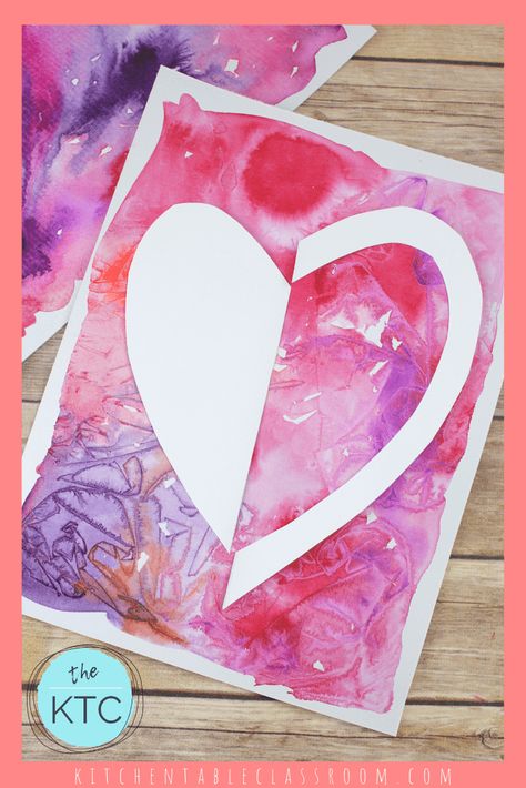 Notan Heart Art - The Kitchen Table Classroom Pink And Purple Background, Heart Art Projects, Valentine Art Projects, Japanese Concept, Valentines Watercolor, Valentine Art, Half Heart, Family Learning, Elementary Art Projects