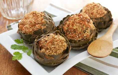 Slow-Cooker Stuffed Artichokes Recipe by Angela Carlos Crockpot Artichokes, Crockpot Recipes For Two, Stuffed Artichokes, Slow Cooker Baked Beans, Slow Cooker Bbq Chicken, Slow Cooker Teriyaki, Slow Cooker Ribs, Best Crockpot Recipes, Elegant Appetizers