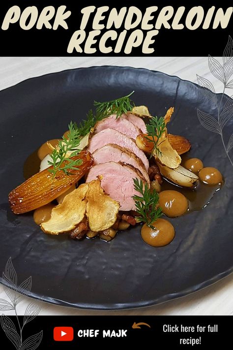 I am gonna show you how you can cook an amazing fine dining recipe with pork tenderloin, jerusalem artichokes, shallots and onion puree at home. If you wanna enjoy delicious food you don't have to spend all your money in Michelin star restaurant. Pork Fine Dining Plating, Fine Dining Pork Tenderloin, Pork Fillet Fine Dining, Pork Tenderloin Plating Ideas, Pork Chop Fine Dining, Pork Tenderloin Plating, Pork Fine Dining, Fine Dining Main Course, Gourmet Plating