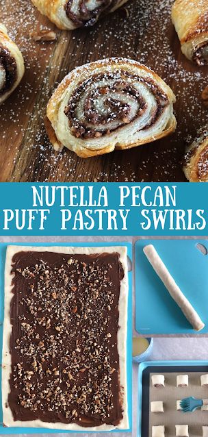 Pecan Puff Pastry, Puff Pastry Swirls, Puff Pastry Nutella, Pastry Swirls, Sweet Puff Pastry Recipes, Pecan Treats, Sweet Puff Pastry, Nutella Puff Pastry, Puff Pastry Recipes Dessert