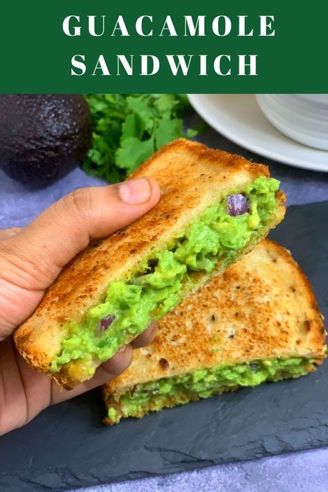 Guacamole Sandwich is a delicious and easy to assemble sandwich recipe made using guacamole dip.Eat them grilled or can serve them as cold sandwich.People of all age groups relish this lip-smacking breakfast, snack recipe. Avocado Sandwich Recipes Vegetarian, Guacamole Sandwich, Avocado Sandwich Recipes, Vegan Avocado Recipes, Vegetarian Sandwich Recipes, Healthy Sandwich Recipes, Breakfast And Brunch, Avocado Breakfast, Breakfast Sandwich Recipes