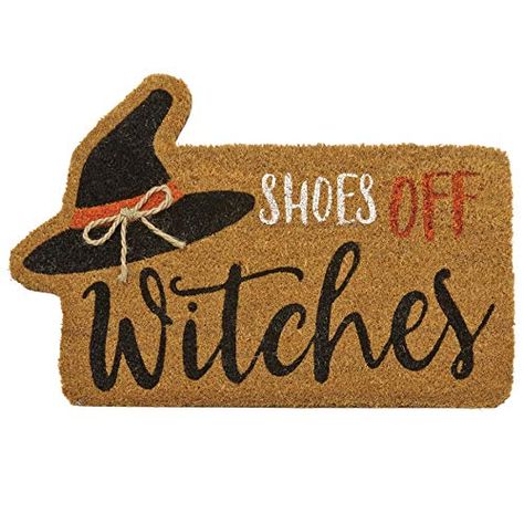 Mud Pie Halloween Fall Home Garden 18" x 28" Woven Coir with Rubber Back Floor Door Mat - Witch Mud Pie Witches Door, Door Mat Decor, Fall Front Door Decor, Halloween Doormat, Halloween Decorations For Kids, Black Witch Hat, Witch Shoes, Witches Halloween, Halloween Door Hangers