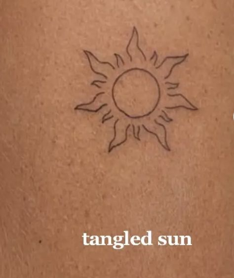 Tangled Sun Tattoo, Rapunzel Tattoo, Tangled Sun, Beachy Tattoos, Tangled Flower, Small Henna Designs, Tropical Tattoo, Cute Henna Designs, Cute Henna Tattoos