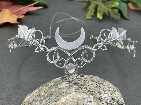 Woodland Goddess, Moon Tiara, Wedding Circlet, Bridal Circlet, Fantasy Crown, Celtic Moon, Handmade Tiaras, Celtic Trinity Knot, Alternative Bridal