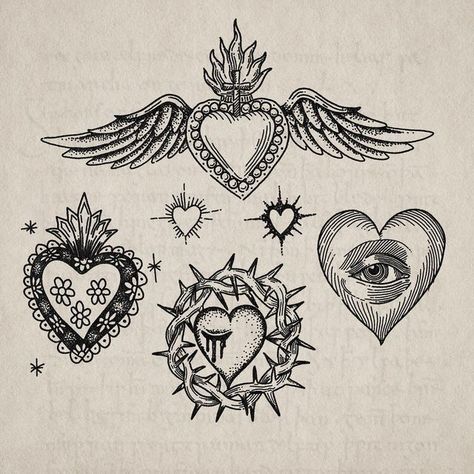 Heart Tattoo Vintage, Italian Heart Tattoo, Eye In Heart Tattoo, Mexican Heritage Tattoos, Corazon Tattoo, Sacred Heart Tattoo, Pair Tattoos, Traditional Heart Tattoos, St Valentines Day