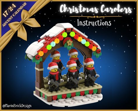 Lego Christmas Village Diy, Lego Winter Ideas, Lego Food Stand, Lego Winter Village Ideas, Lego Diy Ideas, Christmas Lego Ideas, Lego Christmas Ideas, Lego Nativity, Christmas Legos