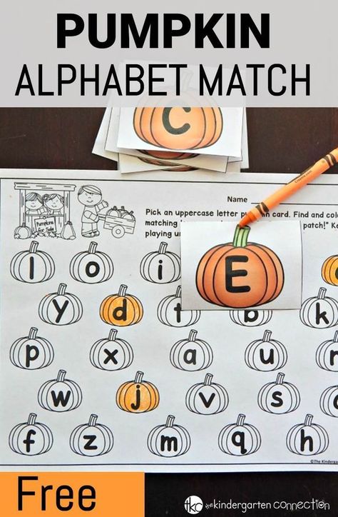 Work on letters and sounds in a fun, seasonal way with this free pumpkin alphabet match! #freeprintable #alphabet #pumpkins #pumpkinmatch #pumpkinalphabet #kindergarten #preschool Pumpkin Phonics Activities, Pumpkin Literacy Activities Preschool, Pumpkin Alphabet, Preschool Pumpkin, Pumpkins Kindergarten, Pumpkin Unit, October School, Fall Centers, Preschool Fall