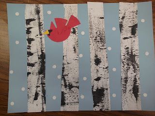 Fun and easy winter craft for kids!  Textured Winter Birch Trees and Cardinals Art 2nd Grade, Easy Winter Crafts, Classe D'art, Winter Art Lesson, Birch Tree Art, Winter Art Projects, Art Exhibit, Winter Crafts For Kids, Homeschool Art