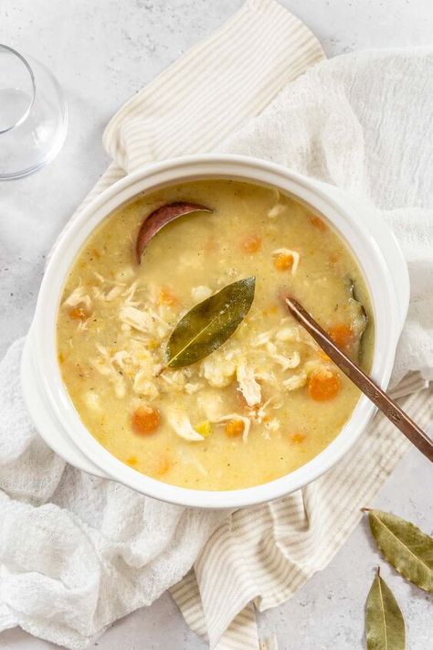 Cauliflower Soup Crockpot, Chicken And Cauliflower Soup, Chicken Cauliflower Soup, Chicken Kale Soup, Cauliflower Soup Recipes, Crock Pots, Chicken Cauliflower, Comforting Soup, Indulgent Food