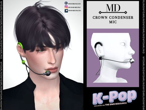 The Sims Resource - Crown Condenser Mic adult MEN KPOP Sims 4 Kpop Cc, Kpop Crop Top, Goth Accessories, Kpop Hair, Sims 4 Downloads, Sims Hair, Best Sims, Sims 4 Mods Clothes, Sims 4 Cc Finds