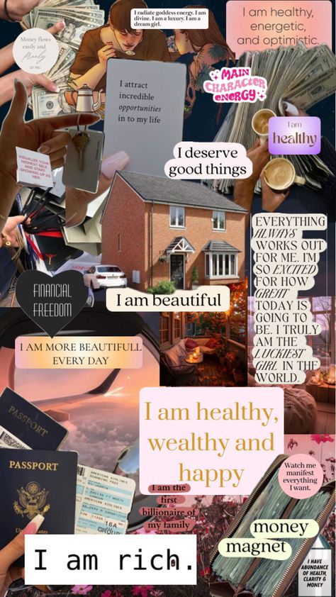 Positive Manifestation Wallpaper, Vision Board Themes, Best Teen Movies, Creative Vision Boards, Manifesting Vision Board, I Deserve Better, Vision Board Examples, Vision Board Images, Affirmation Board