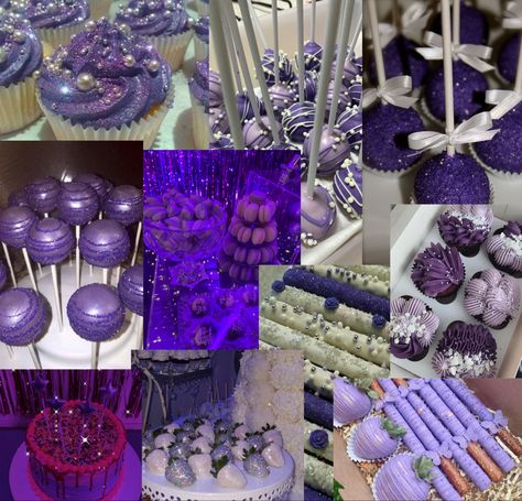 Purple And Silver Dessert Table, Euphoria Dessert Table, Euphoria Food Ideas, Euphoria Party Food, Sweet 16 Euphoria Theme, Euphoria Birthday Theme, Euphoria Food, Euphoria Birthday, Euphoria Theme