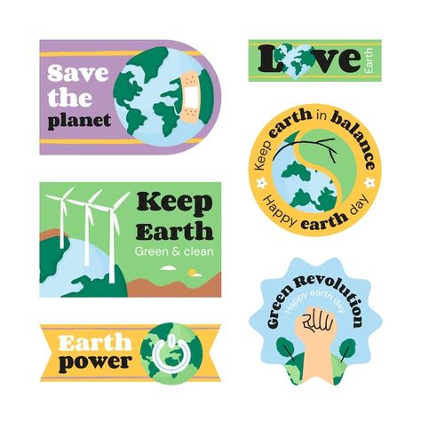 Free Vector | Flat stickers collection for earth day celebration Earth And Life Science, Earth Day Celebration, Earth Day Worksheets, Science Design, Eco Earth, Earth Powers, Stickers Collection, Science Notebook, Happy Earth