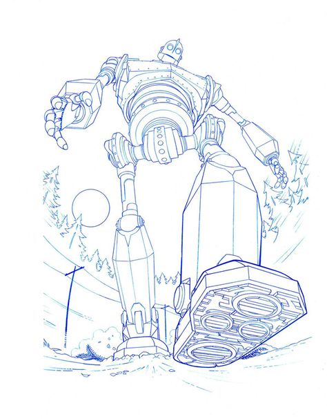 Giant Illustration, Robot Sketch, Lens Distortion, Iron Giant, The Iron Giant, Arte Robot, Perspective Art, Fish Eye, 캐릭터 드로잉