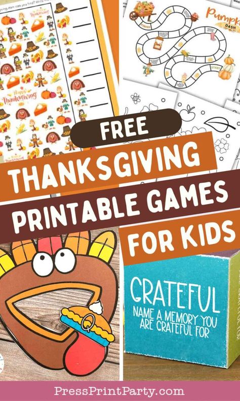 Free Printable Thanksgiving Games for Kids – Keep the little ones entertained during Thanksgiving dinner with these fun and engaging free printable games. From tic-tac-toe to gratitude hunts, these ideas are perfect for family fun that will create special memories. Ideal for kids of all ages, these activities ensure a great time for the entire family during the holiday. Discover more fun ideas to make your Thanksgiving extra special. Enjoy hours of joy and laughter! by Press Print Party! Headbandz Game Free Printables, Kids Thanksgiving Games For Kids, Thanksgiving Kids Printables Free, Thanksgiving Games For Kids Free, Thanksgiving Games For Family Fun Free Printable Games, Thanksgiving Games Free, Fun Thanksgiving Games For Kids, Thanksgiving Activities For Kids Games, Thanksgiving Family Games Free Printable