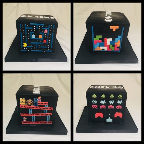 Retro Video Game Party, Donkey Kong Party, Nintendo Cake, Pixels Movie, Pac Man Cake, Games Cake, Game Cake, Geek Birthday, Video Game Cakes