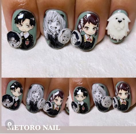 Spy X Family Nails, Anime Nail Art, Chi Bi, Anime Nail, Anime Nails, Soft Gel, Spy X Family, Beauty Nail, Beauty Nails