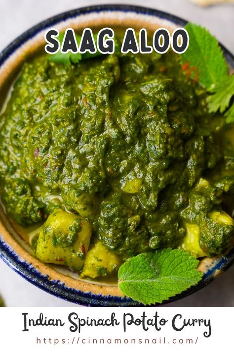 Saag Aloo: North Indian Greens and Potato Curry Indian Saag Recipe, Aloo Saag Recipe, Aloo Saag, Saag Aloo Recipe, Spinach And Potatoes, Chana Saag, Saag Aloo, Saag Recipe, Aloo Recipe