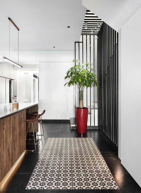 A Peranakan-influenced terrace house that looks like a shophouse - Lookboxliving Minimalist Apartment, Exposed Concrete, False Ceiling, Spacious Living Room, Colonial House, Park Avenue, House Flooring, Terrace House, Small Apartments