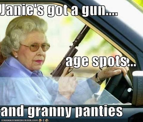 humor granny panties meme - Google Search In My Purse, The Trooper, Glove Compartment, 38 Special, 357 Magnum, Are You Scared, Demotivational Posters, My Purse, State Trooper