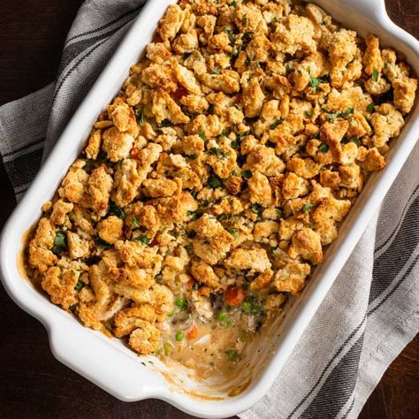 Chicken Pot Pie With Savory Crumble Topping | America's Test Kitchen Recipe Savory Crumble, Pie With Crumble Topping, Savoury Crumble, Cooks Illustrated Recipes, Illustrated Recipe, Chicken Pot Pie Recipe, Cooking Chicken, America's Test Kitchen Recipes, Pot Pies Recipes