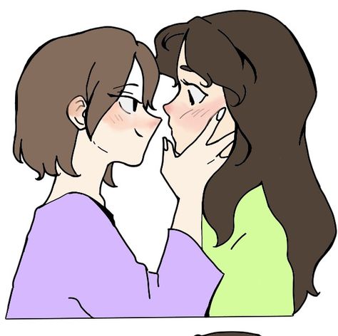 Drawing Couple Poses Girlfriends, Women Kiss Reference, Wlw Art Cute, Toxic Yuri Pose Reference, Bi Drawing, Gl Drawing, Wlw Sketch, Wlw Pose Reference, Lgbtq Drawing