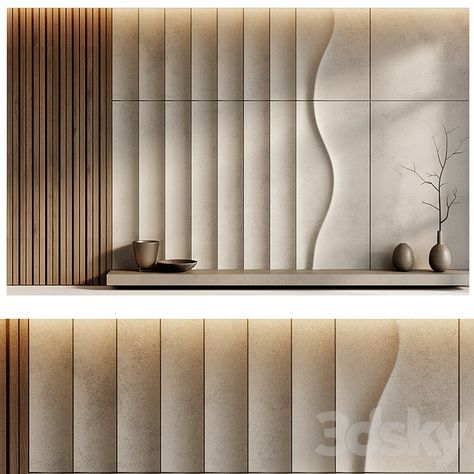 Wall Panels 10 - 3D panel - 3D model Wall Cladding Interior, Wall Cladding Designs, Bed Back Design, 3d Panel, Cladding Design, 3d Modeling Tutorial, Lighting Pendant, 3d Panels, 3d Wall Panels