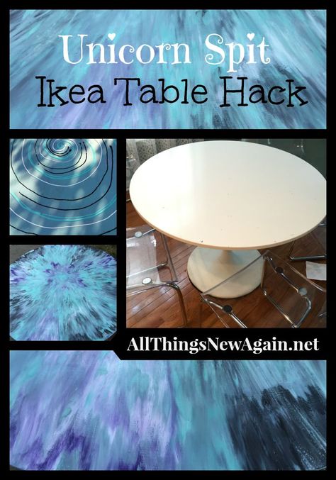 I love kitchen tables and all of the LIFE that happens around them. This is the spot where you feed your baby mashed-up carrots for the first time. Then you bli… Unicorn Stain, Ikea Upcycling, Ikea Table Hack, Unicorn Spit Stain, Stain Art, Gel Stains, Painted Furniture For Sale, Dining Furniture Makeover, Rustic Dining Furniture