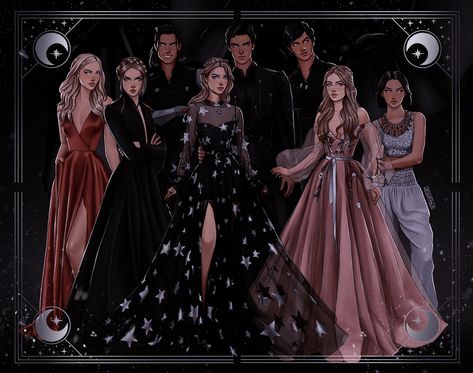 jess skywalker on Twitter: "and the whole gang is complete💫 art by me… " Feyre And Rhysand, A Court Of Wings And Ruin, Sarah J Maas Books, A Court Of Mist And Fury, Inner Circle, Look At The Stars, Crescent City, Throne Of Glass, A Lot Of People