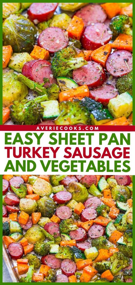 Your family will love this smoked turkey sausage and vegetables! It's a one-pan, quick dinner idea that's affordable while still being healthy yet tasty. Give this easy sheet pan recipe a try! Turkey Sausage Recipes Healthy, Sausage Recipes Healthy, Sheet Pan Turkey, Smoked Turkey Sausage, Healthy Sausage Recipes, Sausage And Vegetables, Turkey Sausage Recipes, Sausage Recipes For Dinner, Smoked Sausage Recipes