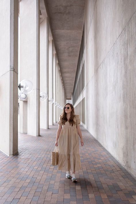 styling a dress with sneakers Fall Dress With Sneakers, Dress With New Balance Sneakers, Dress With New Balance, Styling A Dress, Dress And Sneakers Outfit, Dresses For Summer, Golden Hour Photography, Balance Sneakers, Fall Dress