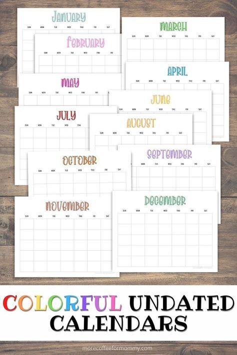 Free Printable Blank Monthly Calendars – More Coffee for Mommy | Monthly Printable Planner by  Lucille Gough Fill In Calendar Free Printable, Free Printable Blank Monthly Calendars, Teacher Calendar Printables Free, Editable Monthly Calendar Template Free Printable, Undated Monthly Planner Printables Free, Undated Calendar Printables Free, Month At A Glance Printable Free, Free Printable Calendar 23-24, Classroom Calendar Printables Free