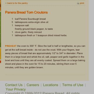 Panera crouton recipe Crouton Recipe, Croutons Recipe, Crouton Recipes, Food Network Star, No Cook, Panera Bread, No Dairy Recipes, Lunch Salads, Time To Eat