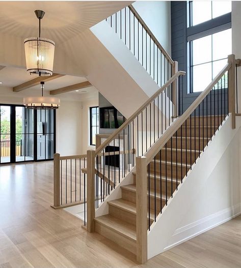 Open Stairs, House Staircase, Staircase Remodel, Open Staircase, Staircase Makeover, Staircase Railings, Home Stairs Design, Modern Stairs, Modern Staircase